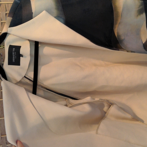 Lafayette 148 NY Swing Jacket in Abstract Watercolor Earth Tone Pattern Sz Small - Picture 7 of 15